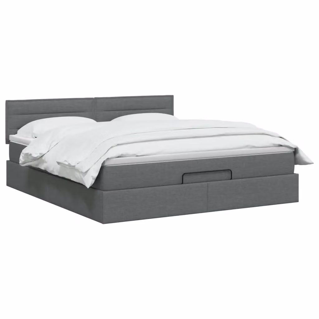 Letto Ottomano con Materasso e LED vidaXL, Grigio e Bianco, L/P/H: 180 x 200 x 88 cm – 2