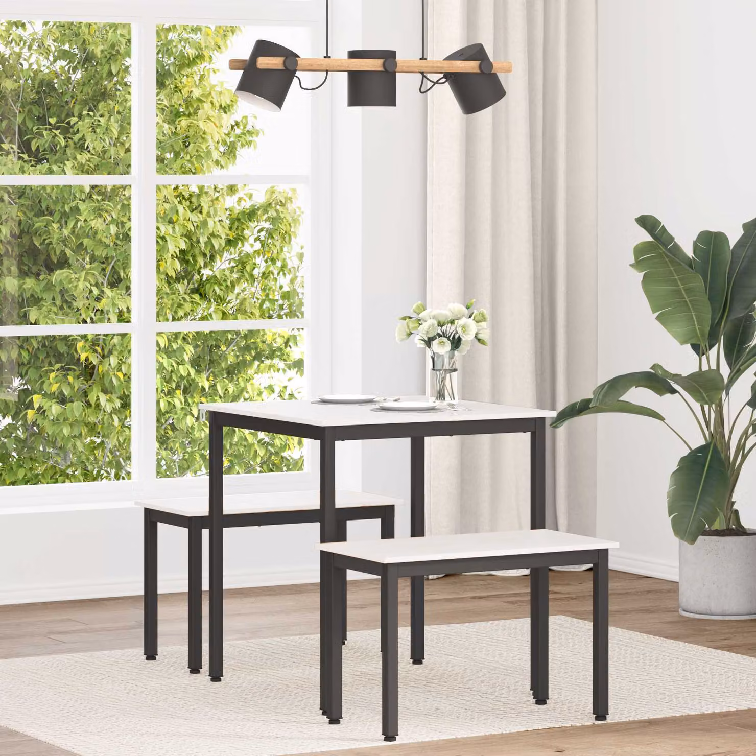 vidaXL Tavolo da pranzo moderno in pino massello bianco L: 70 cm, P: 70 cm, H: 75 cm