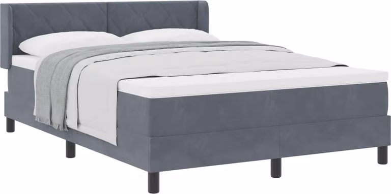 Letto a molle con materasso nero 100x200 cm Velvet grigio scuro