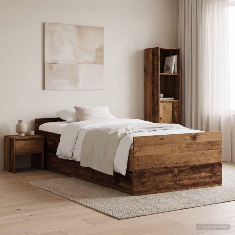 Struttura del letto moderna vidaXL in legno color marrone L 100 cm x P 200 cm