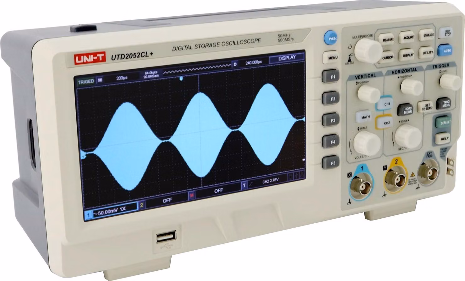 Oscilloscopio UNI-T, UTD2052CL+, 2 canali, 50 MHz