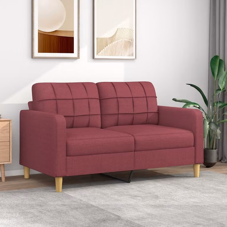 Divano a due posti, colore bordeaux, 140 cm, rivestito in tessuto, modello "Exclusive"