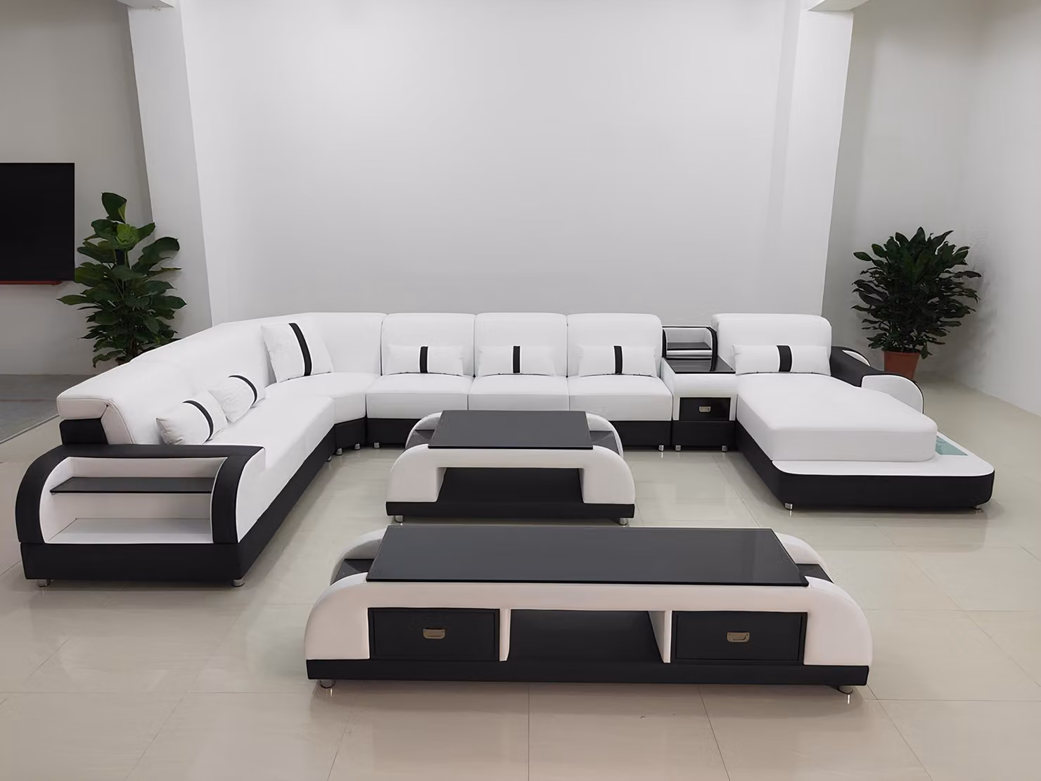 Wohnlandschaften Ecksofa Couch Garnitur Leder Polster Sitz Ecke Sofa U-Form xxl