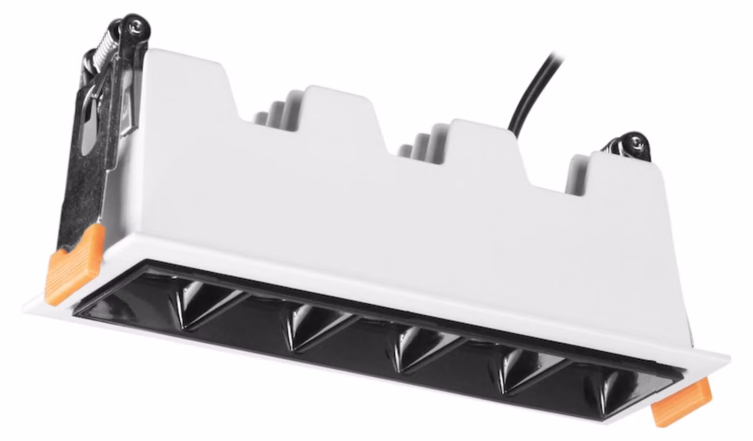 Jim - Downlight da incasso a soffitto LEDx5 rettangolare, luce calda 3000K, in alluminio bianco, 147x45 mm