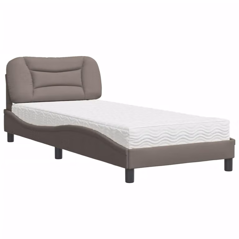 Letto con Materasso Hvar Tortora 90x200 cm in Tessuto