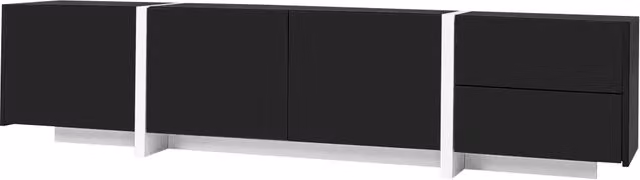 Mobile TV con 3 Ante; 1 Cassetto e 1 Anta a Ribalta con LED; Frontali Lucidi; in Truciolare; 170×30×39 cm; Nero Bianco