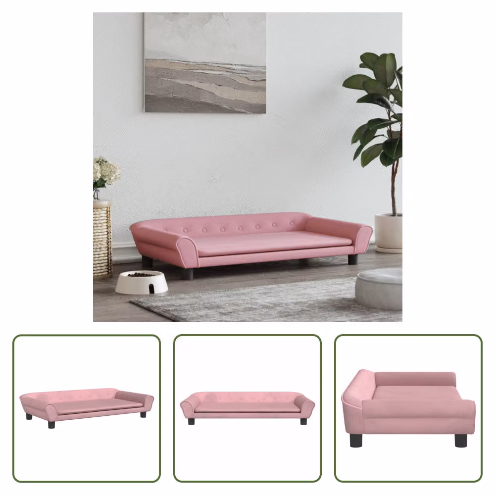 The Living Store Letto per cani Rosa 100x50x21 cm in velluto