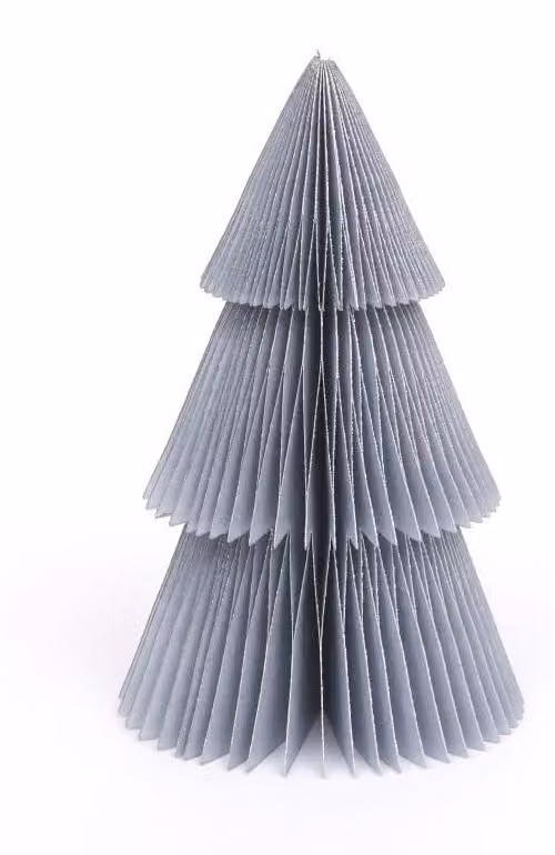 Albero di Natale in carta alveolare, colore argento, 20 cm. Prodotto con materiali naturali