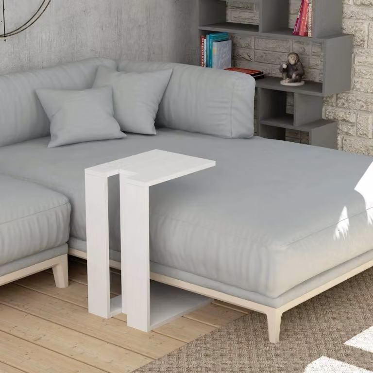 Dmora Tavolino da Salotto Orione 40x30x57h cm Bianco, Forma Rettangolare Materiale Piano in Legno Nobilitato