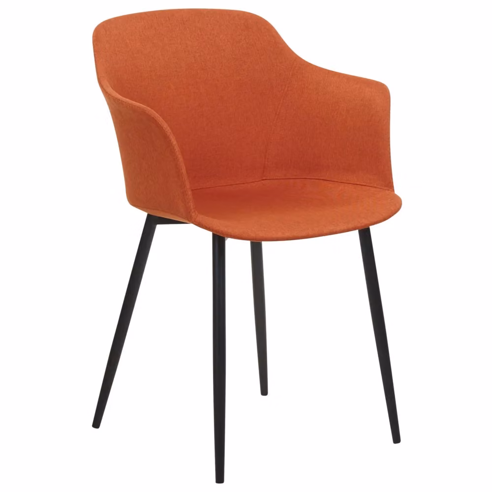 Set di 2 sedie da pranzo BELIANI in tessuto arancione con gambe nere in stile retrò per soggiorno e cucina – 2