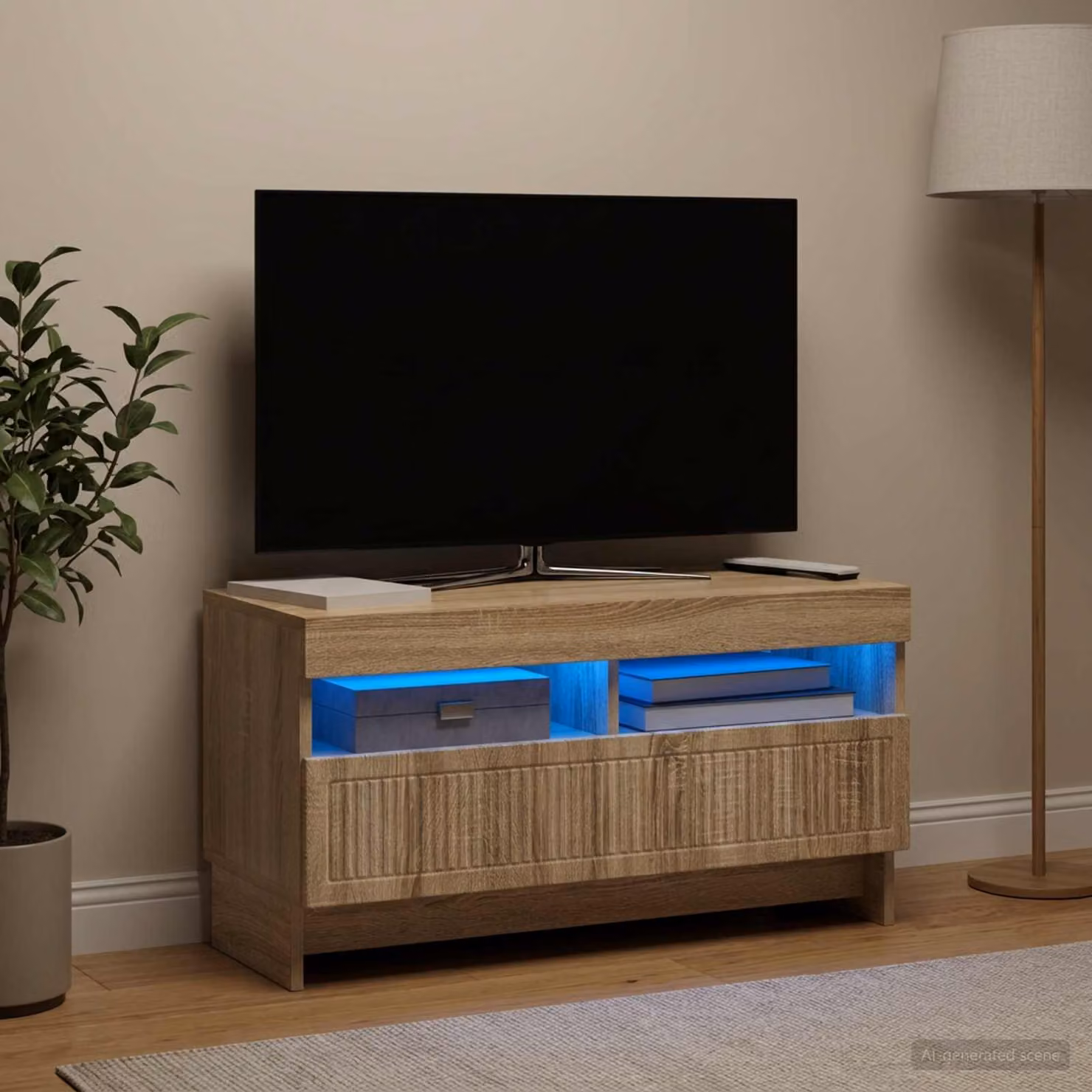 Mobile TV LED vidaXL ALKMAAR in Rovere Sonoma con illuminazione integrata L 81 x P 35 x H 43 cm