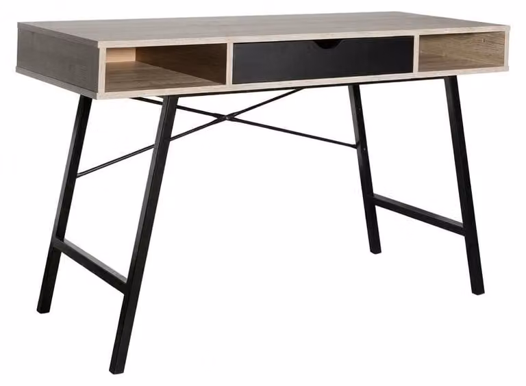 Scrivania Moderna Design Elegante Studio Ufficio Casa 120x48x76.Variante:NERO/NATURALE