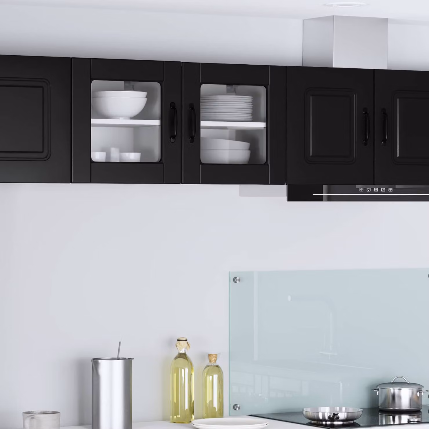 Mobile da parete PORTO vidaXL in MDF e vetro nero L 40 cm, P 31 cm, H 40 cm