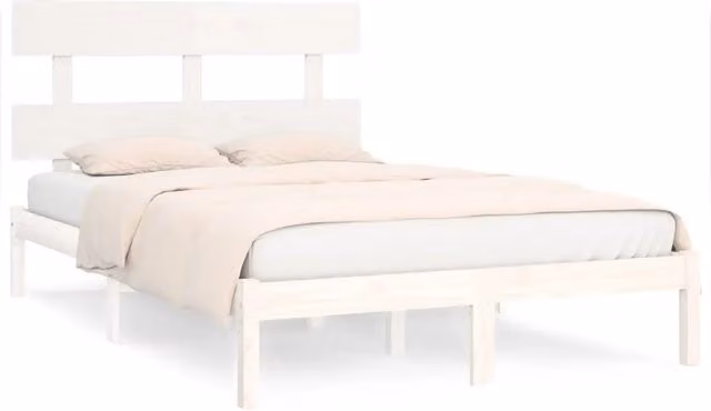 Letto matrimoniale in legno massello di pino bianco laccato stile rustico L/P: 200 x 200 cm – 1