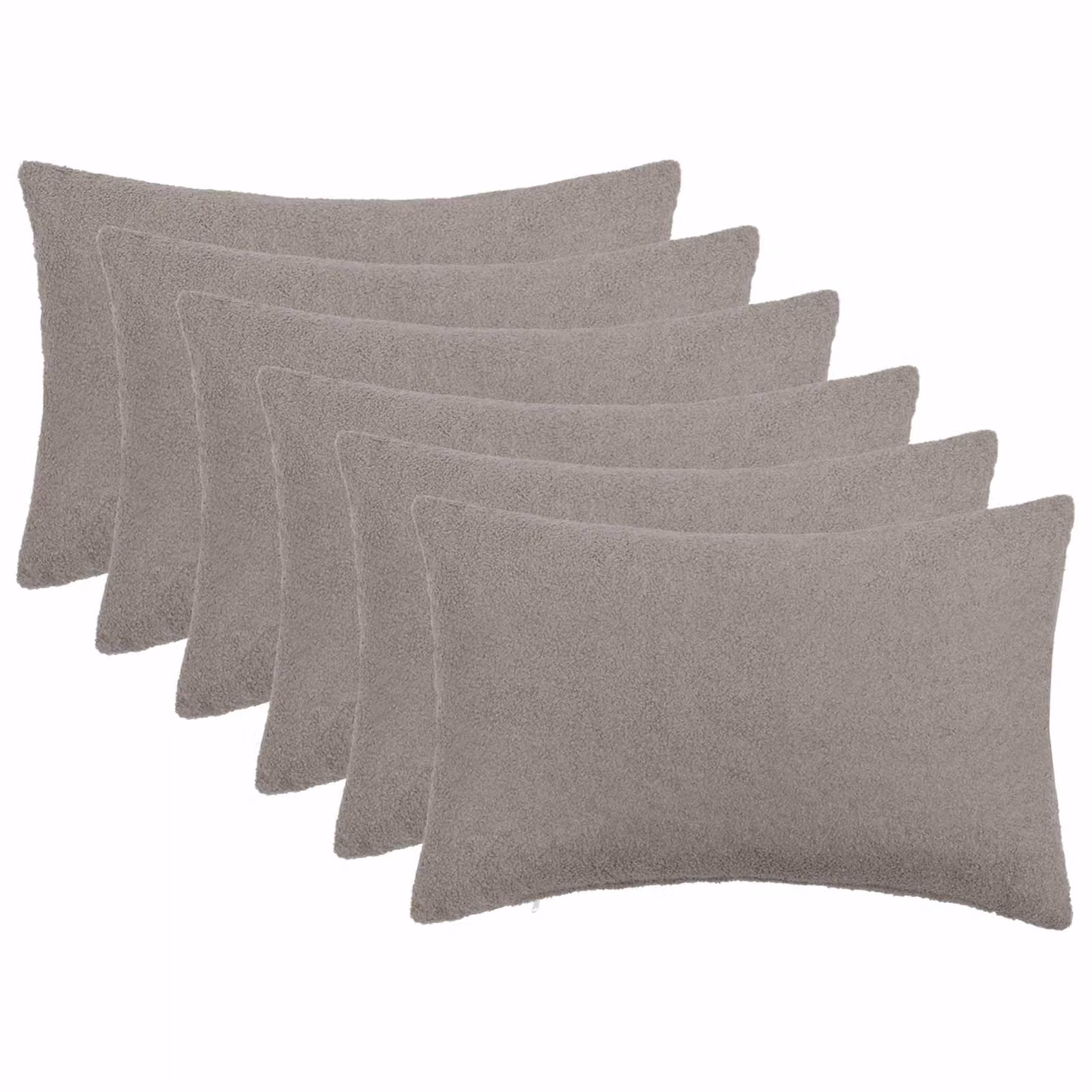 Set di 6 federe vidaXL HEERLEN in tessuto bouclé grigio chiaro, L 50 cm x P 80 cm