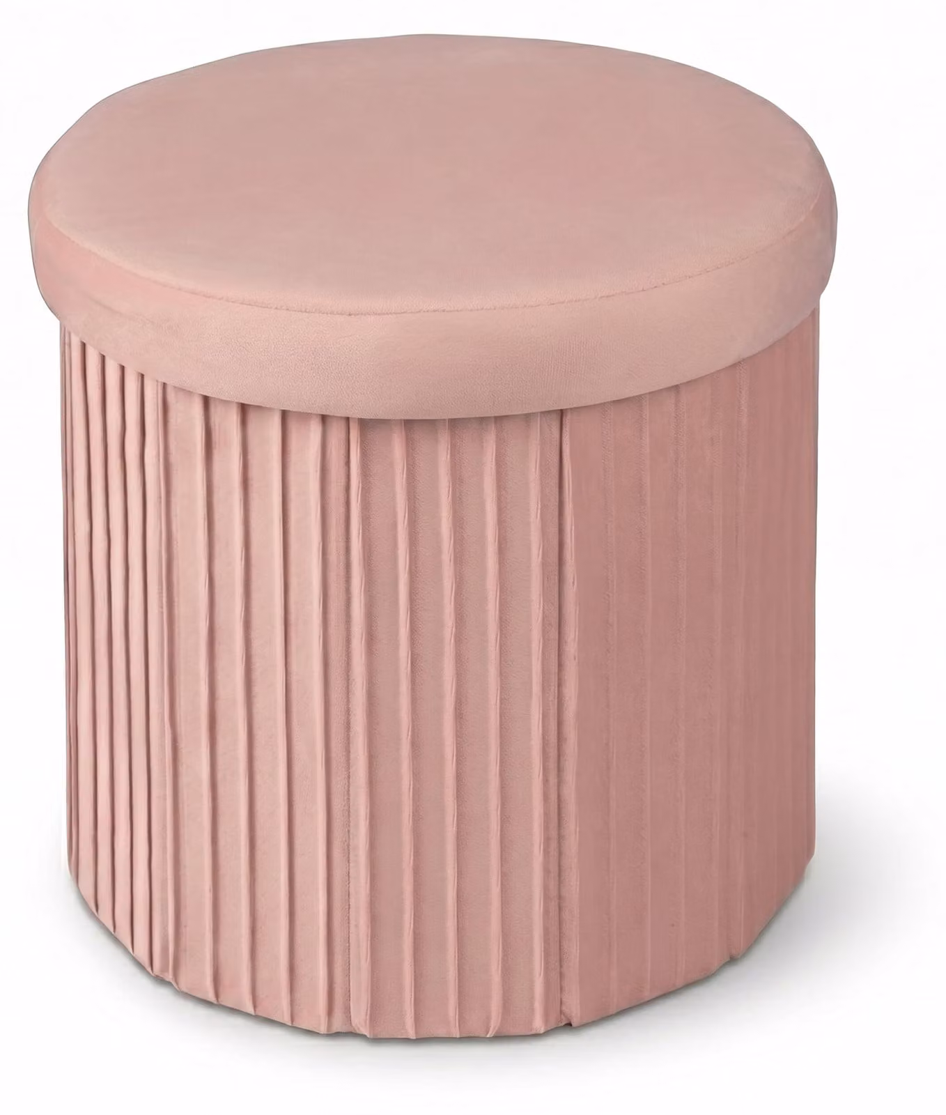 Pouf in velluto con spazio contenitore, pieghevole, 38x38 cm, rosa
