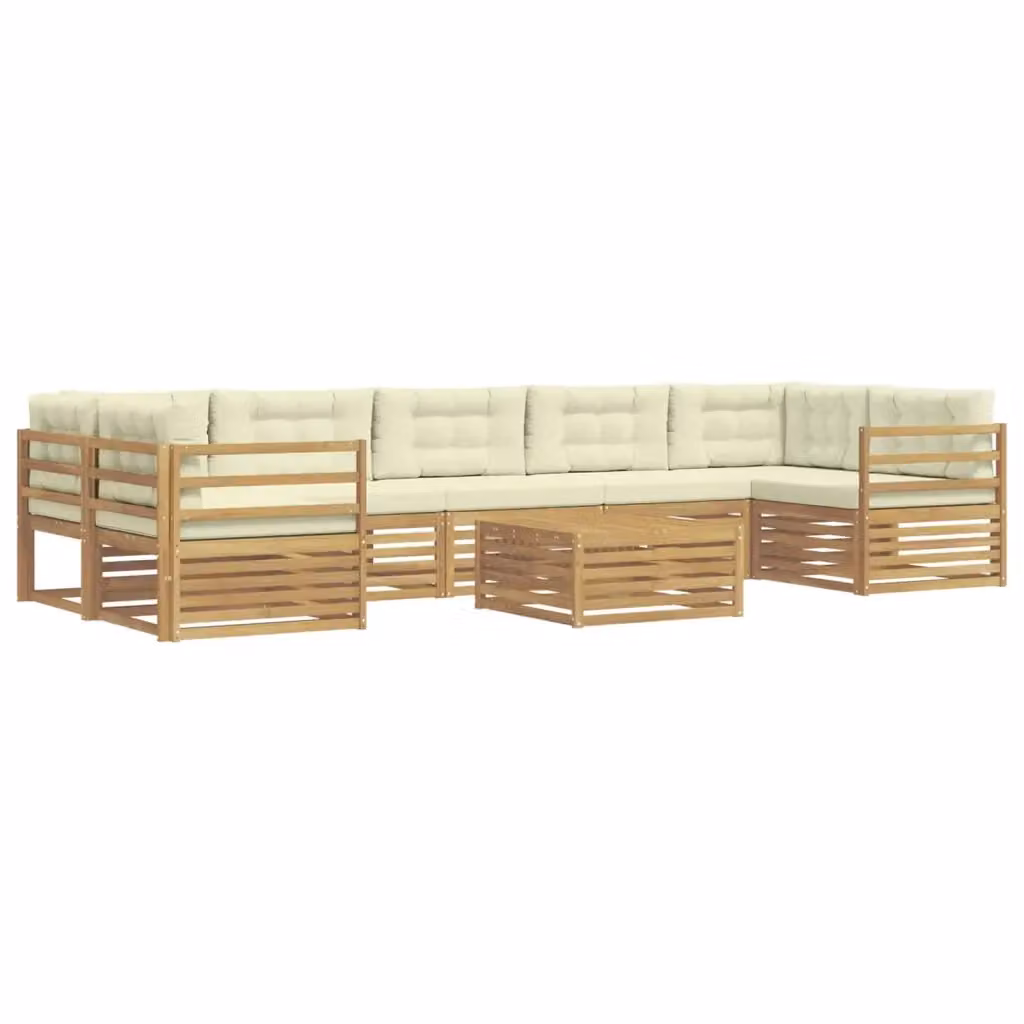 Set di 8 divani da esterno moderni vidaXL in legno di acacia, colore bianco e beige – 2