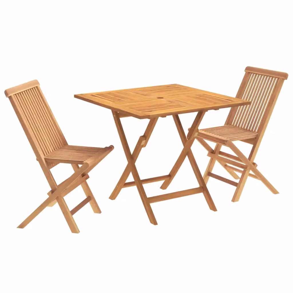Set Bistro da Giardino Pieghevole 3 Pezzi vidaXL in Legno di Teak Marrone – 2
