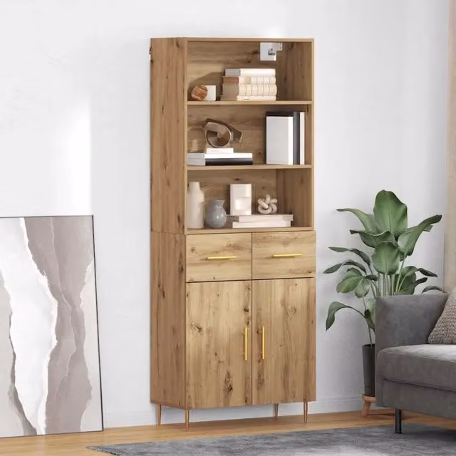 Credenza con Cassetto-Buffet-Armadio da cucina Rovere artigianale 69,5 x 34 x 180 cm 398421