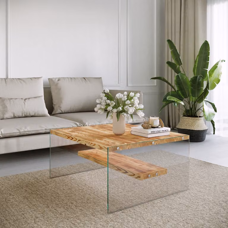 Skye Decor, Niagara S101, tavolino, rovere, 100 % LEGNO DI PINO MASSICCIO, 75 x 75 x 40 cm