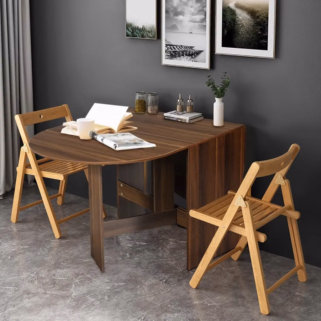 Tavolo pieghevole in legno marrone per pranzo o ufficio L: 163 cm, P: 80 cm, H: 75 cm – 2