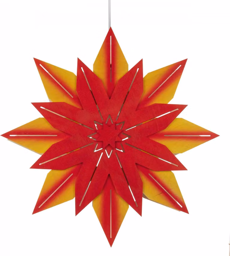 Stella di Natale giallo-rosso con illuminazione elettrica LxHxP 30x30x6cm NUOVO