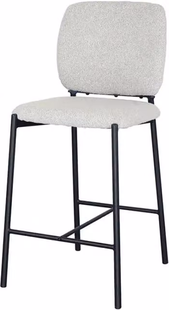 Sedia da banco RITA Meublorama in tessuto beige con gambe in metallo nero stile industriale Altezza: 99 cm
