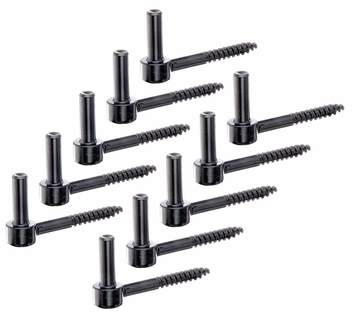 Alberts 863876 Cerniera a vite, gancio a J, con filettatura pre-tagliata, verniciatura a immersione nera, diametro del perno Ø12 mm, lunghezza 105 mm, set da 10 pezzi