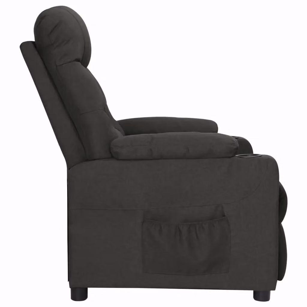 Poltrona Reclinabile Relax vidaXL in Tessuto Nero con Braccioli e Regolazione Manuale – 2