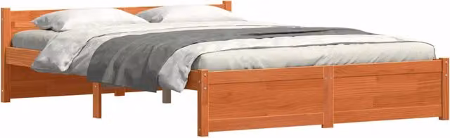 Letto matrimoniale | Letto per adulti | Struttura del letto Marrone cerato 205,5 x 165,5 x 51 cm