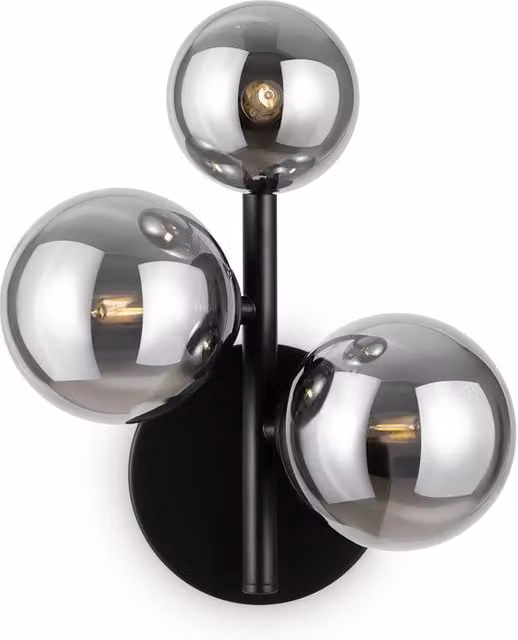 Applique nera Dallas Maytoni 3 luci sfere vetro fumé