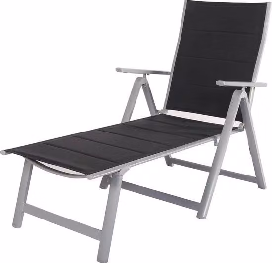 Sedia estesa per esterni, 5 posizioni, imbottita con tessuto e schiuma idrorepellente, 144x70x104cm