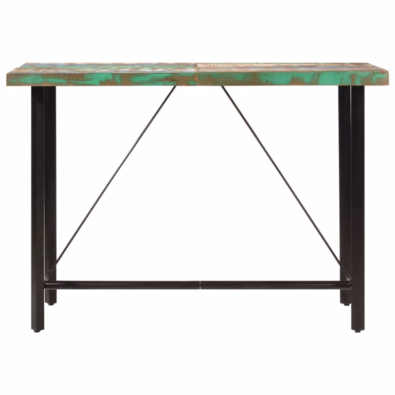 vidaXL Tavolo da bar 150x70x107 cm in legno massiccio e ferro vecchio