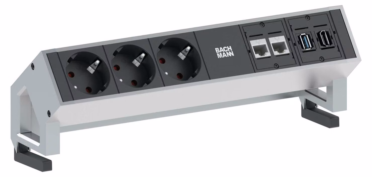 Bachmann DESK 2 - Presa multipla - Ingresso, ingresso GST18i3 - Connessioni di uscita: 3 - Germania - RAL 9010 (902.302)