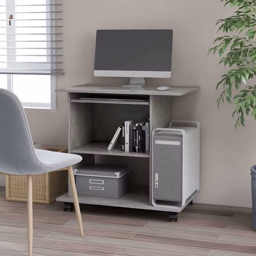 Scrivania Computer moderna vidaXL Grigio L: 80 cm, P: 50 cm, H: 75 cm in legno e MDF