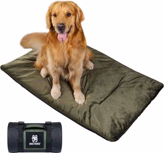 Tappetino per cani 110 cm x 68 cm, morbido cuscino in pile beige per cani di taglia grande e media, facile da trasportare, ideale per il campeggio e l'uso all'aperto, reversibile e resistente agli strappi.