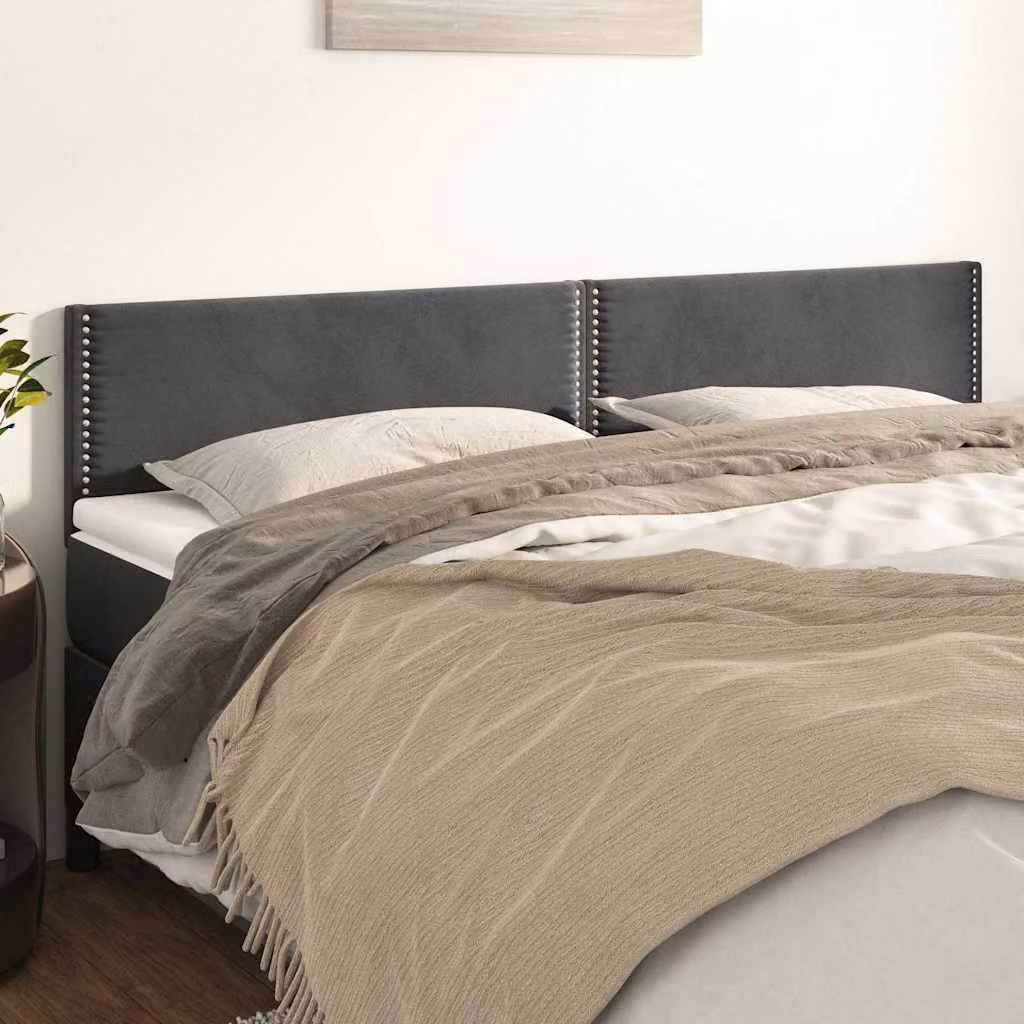 Testiera per letto vidaXL in velluto grigio, L/P/H: 160 x 5 x 78/88 cm
