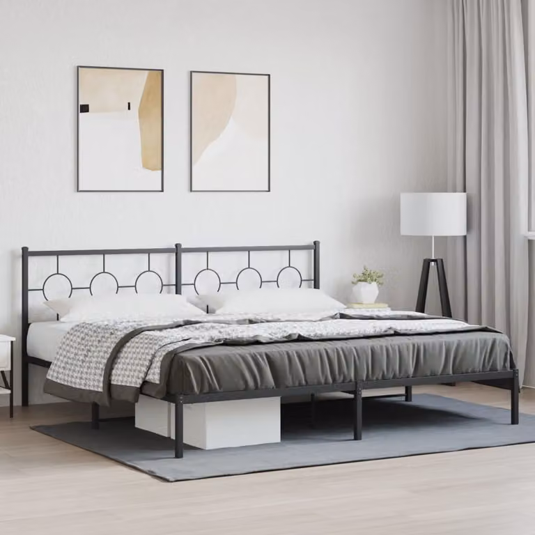 Giroletto vidaXL con testiera in metallo nero L: 198 cm, P: 91 cm, H: 207 cm