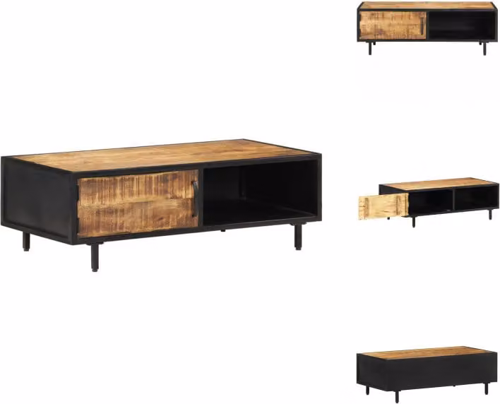 vidaXL Tavolino 105x50x35 cm Legno di mango grezzo - Tavolini da caffè