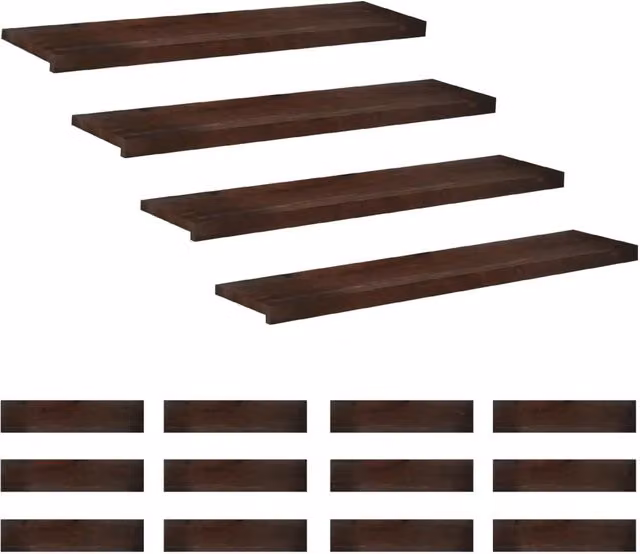 Set di 16 tappeti per scale vidaXL moderni, colore marrone, L 120 x P 30 x H 2 cm