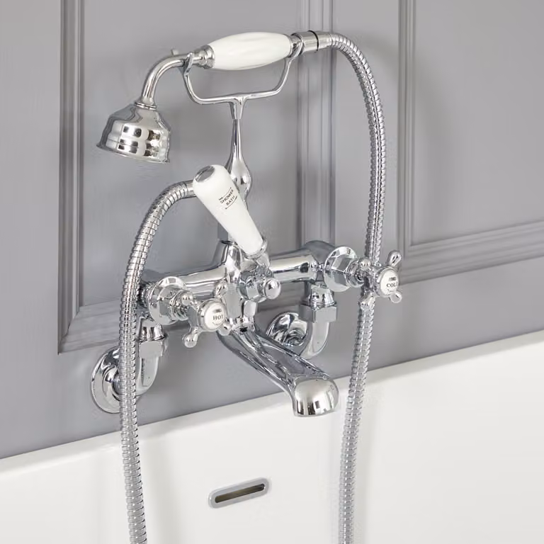 Rubinetto Bordo Vasca Tradizionale a Croce Cromo/Bianco - Design elegante - Finitura premium - Elizabeth