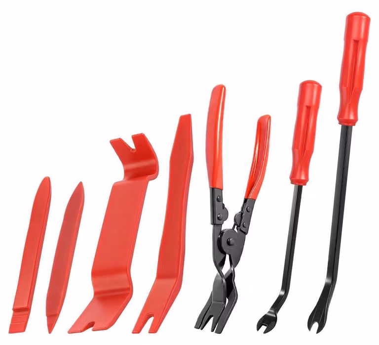 Set di pinze per auto, 7 pezzi, in plastica, con leva, per la rimozione di componenti interni dell'auto, come pannelli delle portiere e cruscotti
