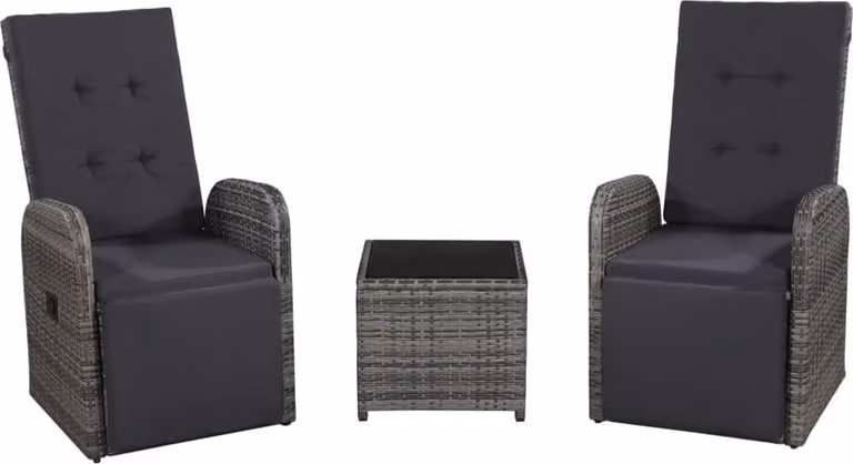 Maison Exclusive - Set da bistrot 3 pezzi con cuscini in polyrattan grigio