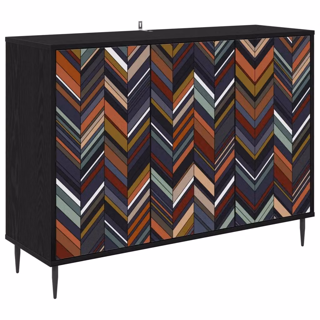 Credenza moderna vidaXL OMMEN in rovere nero e multicolore L: 102 cm, P: 33 cm, H: 76 cm – 2