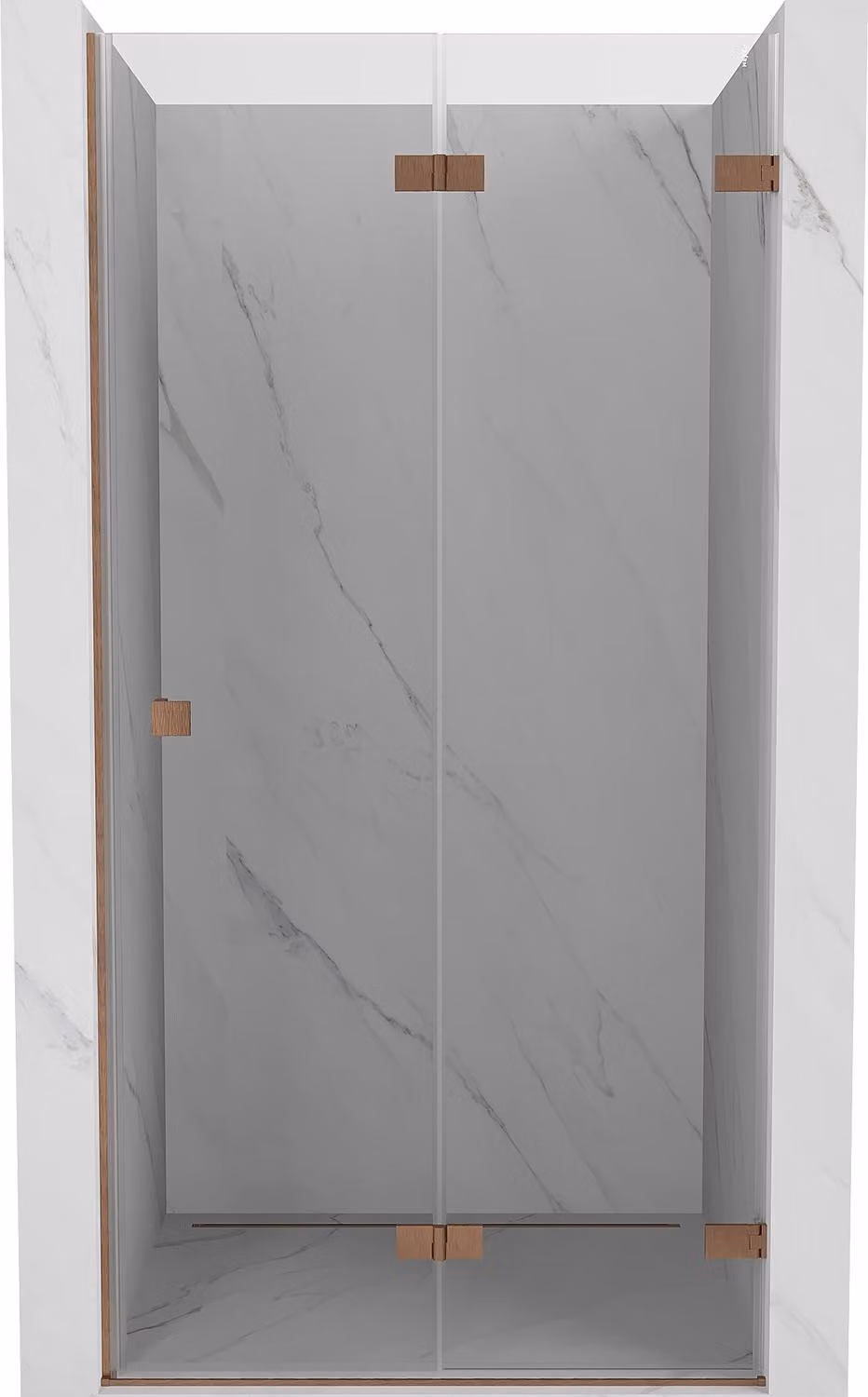 Mexen Lunar-F porta doccia pieghevole destra 60 cm, trasparente, rame spazzolato - 836-060-000-65-00-P