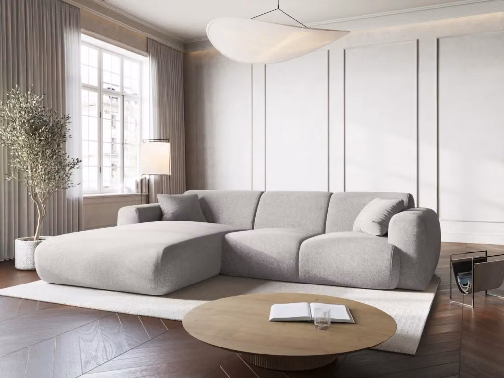 Divano angolare sinistro Nolio Cosmopolitan Design a 4 posti in ciniglia grigio chiaro L/P/H: 260 x 170 x 72 cm – 2