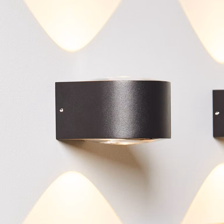 LOOM DESIGN Frey Applique a LED IP65 2x6W nero, Nero, Alluminio, Moderno, Applique