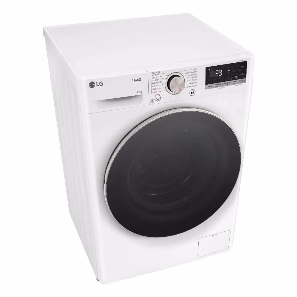 Lavatrice a carico frontale LG Serie R7 F4R7011TSWG, capacità 11 kg, Classe A, 1400 giri, colore bianco, con tecnologia AI DD e connettività ThinQ per controllo via app, H 85 x L 60 x P 56,5 cm – 2