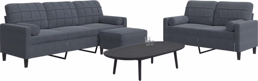 Maison Exclusive - Set divano 3 pezzi con cuscini e cuscini cervicali in velluto grigio scuro