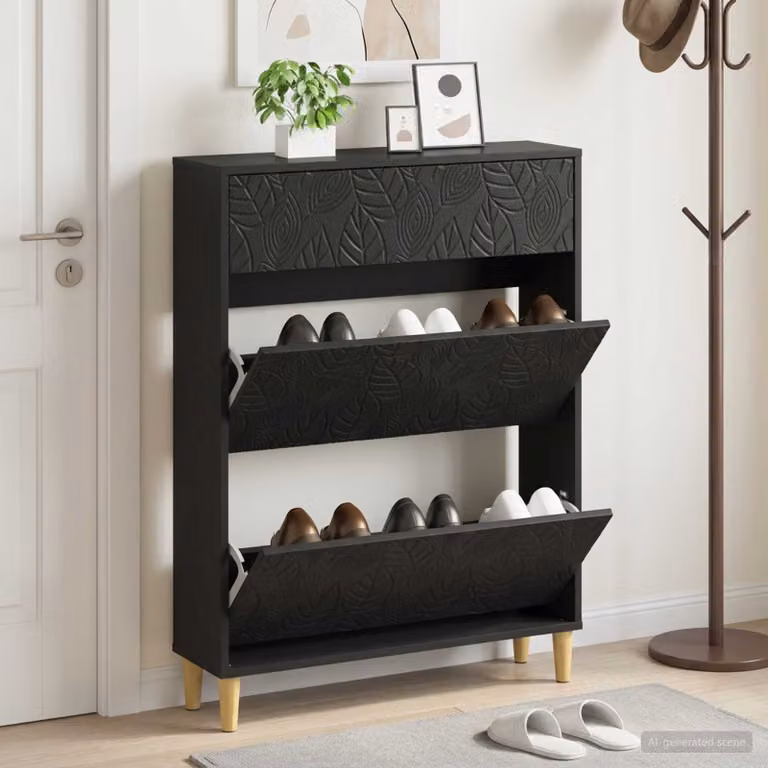 Mobile porta scarpe DELFT vidaXL nero in legno MDF L: 78 cm, P: 24 cm, H: 103 cm
